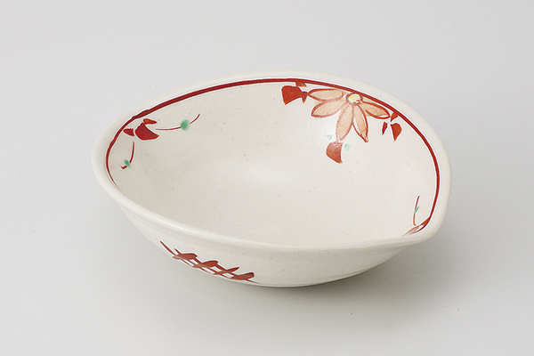 赤絵花つなぎ すげ傘向付