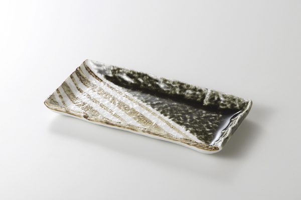 織部ストライプ 突出皿