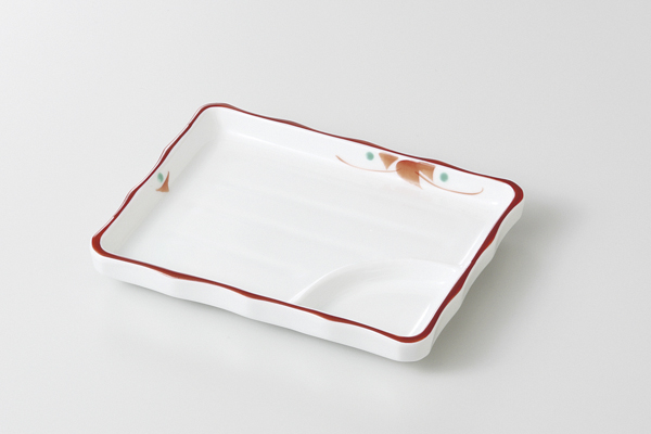 赤絵小花 5.5仕切り皿