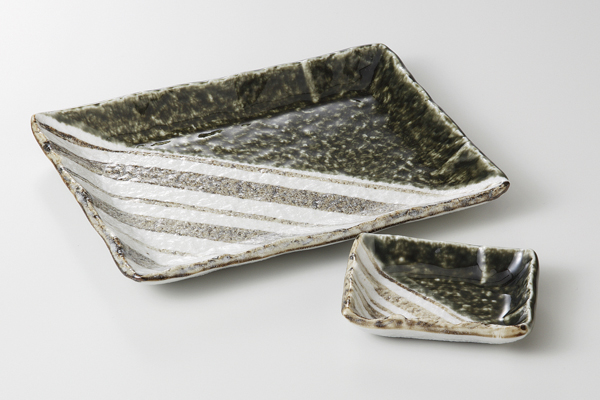 織部ストライプ 7.0長角皿