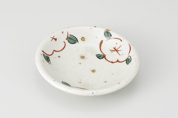 白イラボ赤絵花 3.0玉渕皿