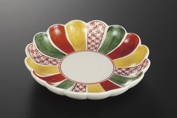 三色間取 菊型取皿