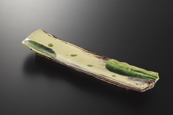 錆釉ヒワ流 長角13.0寸皿