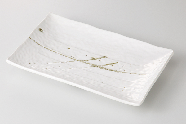 織部ちらし白 焼物皿 小