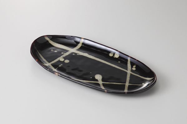 天目うのふ散し 楕円焼物皿