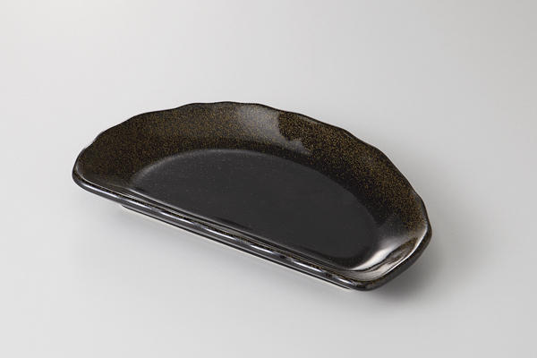 金彩天目 半月皿