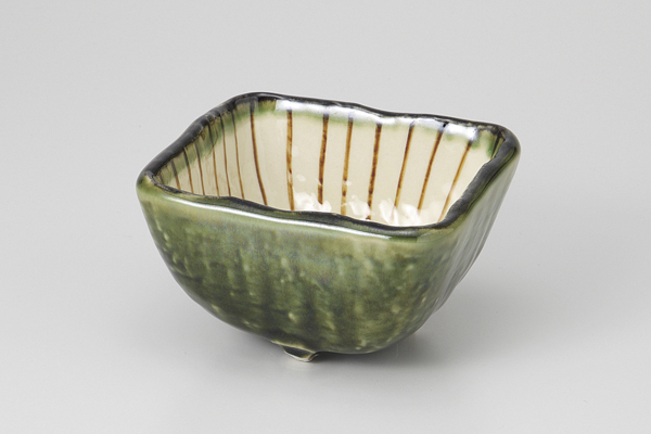 織部内筋 三つ足角鉢 小