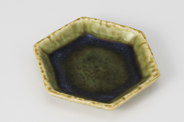 黄瀬戸織部 六角小皿