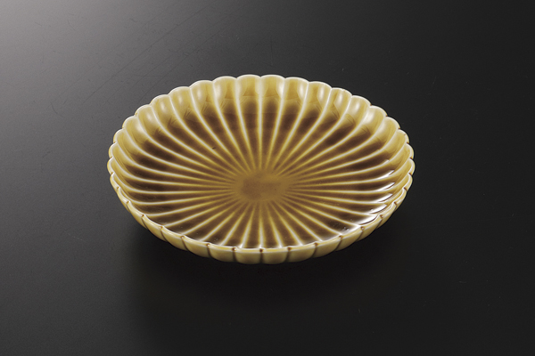 黄瀬戸 菊型5.0丸皿