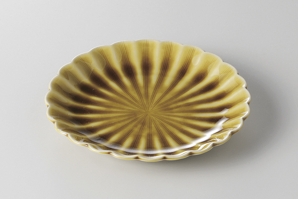 黄瀬戸 菊型4.0丸皿