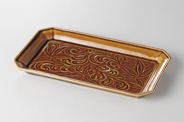 ユリ唐草(飴) 長角銘々皿