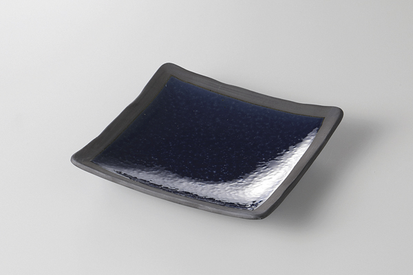 紺結晶 正角銘々皿
