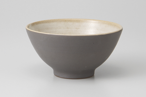 塗分けグレー 飯碗