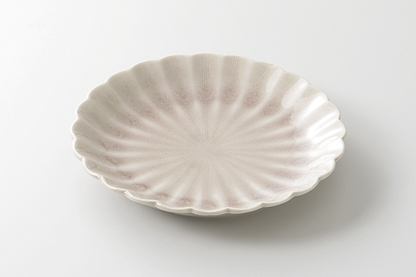 桜灰釉 菊型4.0丸皿