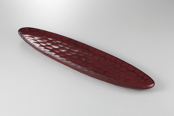 舟型盛器 (朱/黒入)