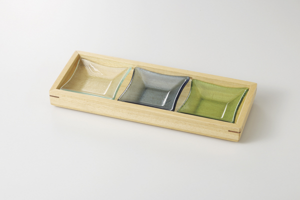 ガラス四方小皿 クリア