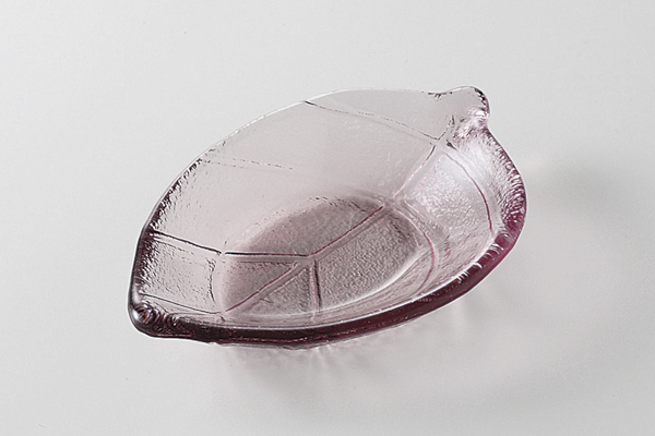 ライトパープル 珍味皿 木の葉型