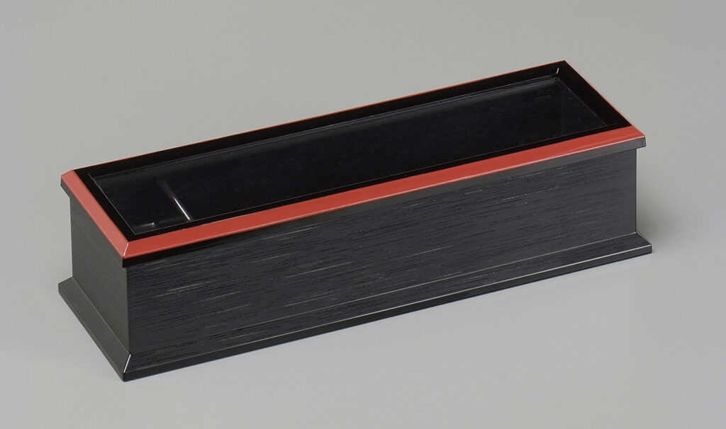 24cm元禄箸箱 黒渕朱(楊枝入付)