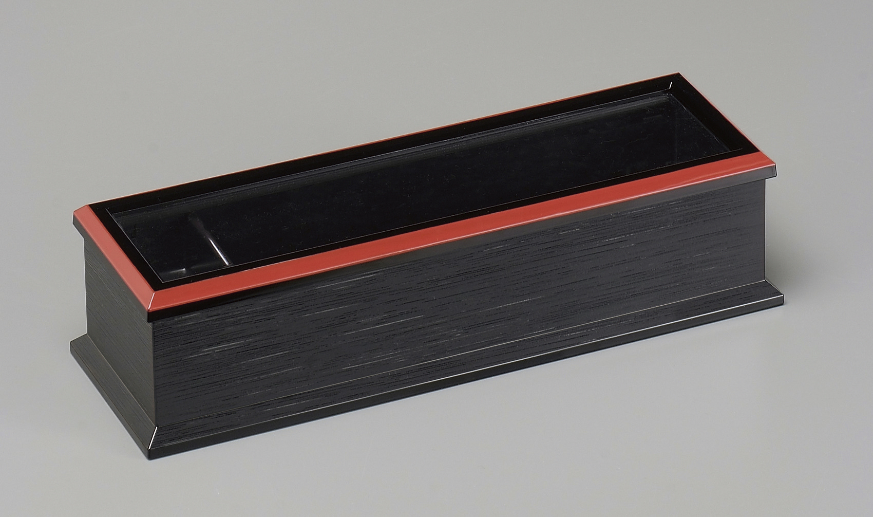 24cm元禄箸箱 黒渕朱(楊枝入付)