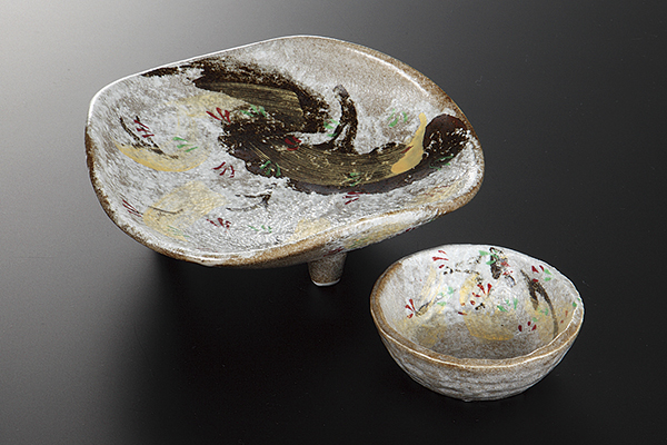 【廃番】金彩唐津 三ツ足向付