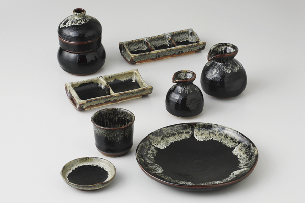 ゆず天目 三段徳利むし