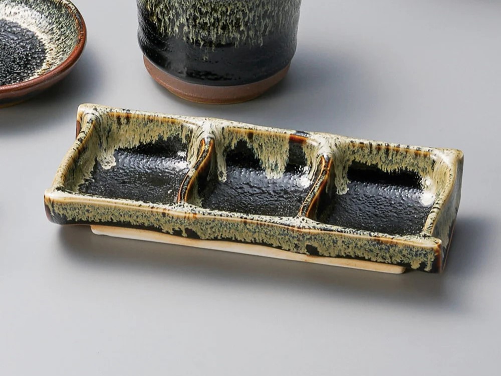 ゆず天目 三品皿