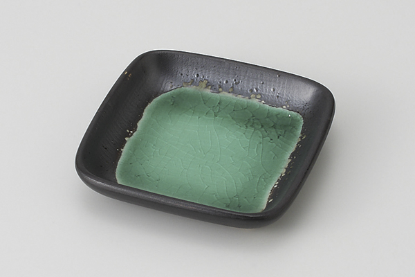 深海グリーン 角小皿