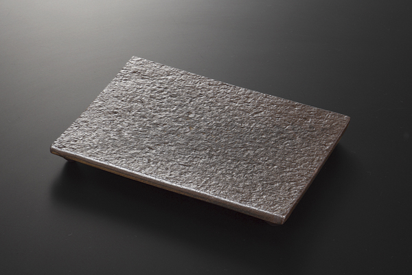 灰流四ッ足 焼物皿