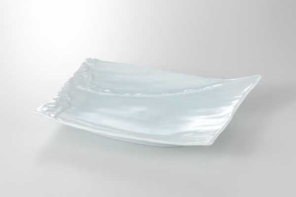 青白磁しぶき 盛皿