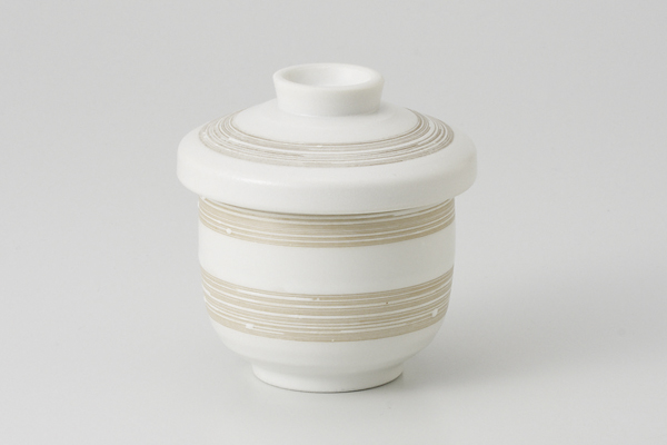 【廃番】白マット茶刷毛 蒸碗(小)