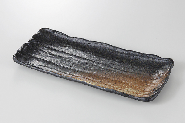 黒備前吹き 荒ソギ29cmサンマ皿