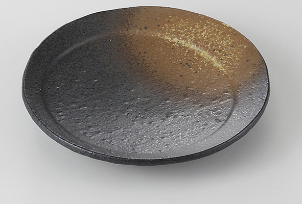 黒備前吹き 月光9cm丸皿