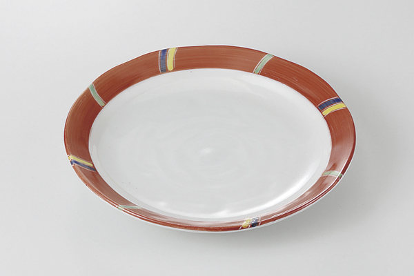 朱巻色絵クラフト 5寸皿