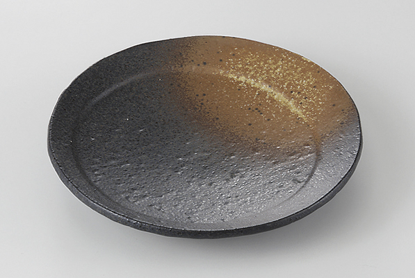 黒備前吹き 月光12cm丸皿