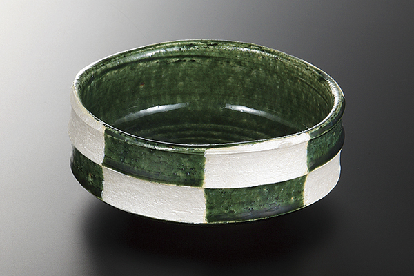 銀彩織部市松 切立５寸鉢