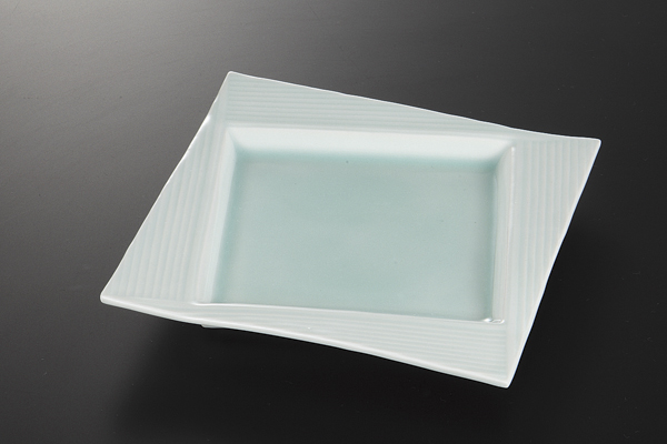 青白磁 スクエアプレート19cm