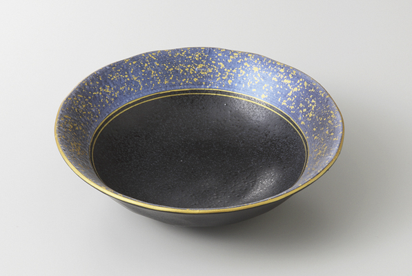 黒釉青金彩 4.0浅鉢