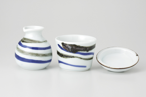 【廃番】青白磁すじ流し ソバ徳利(小)