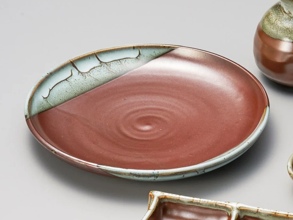 【廃番】柿釉うのふ流し ７．０皿