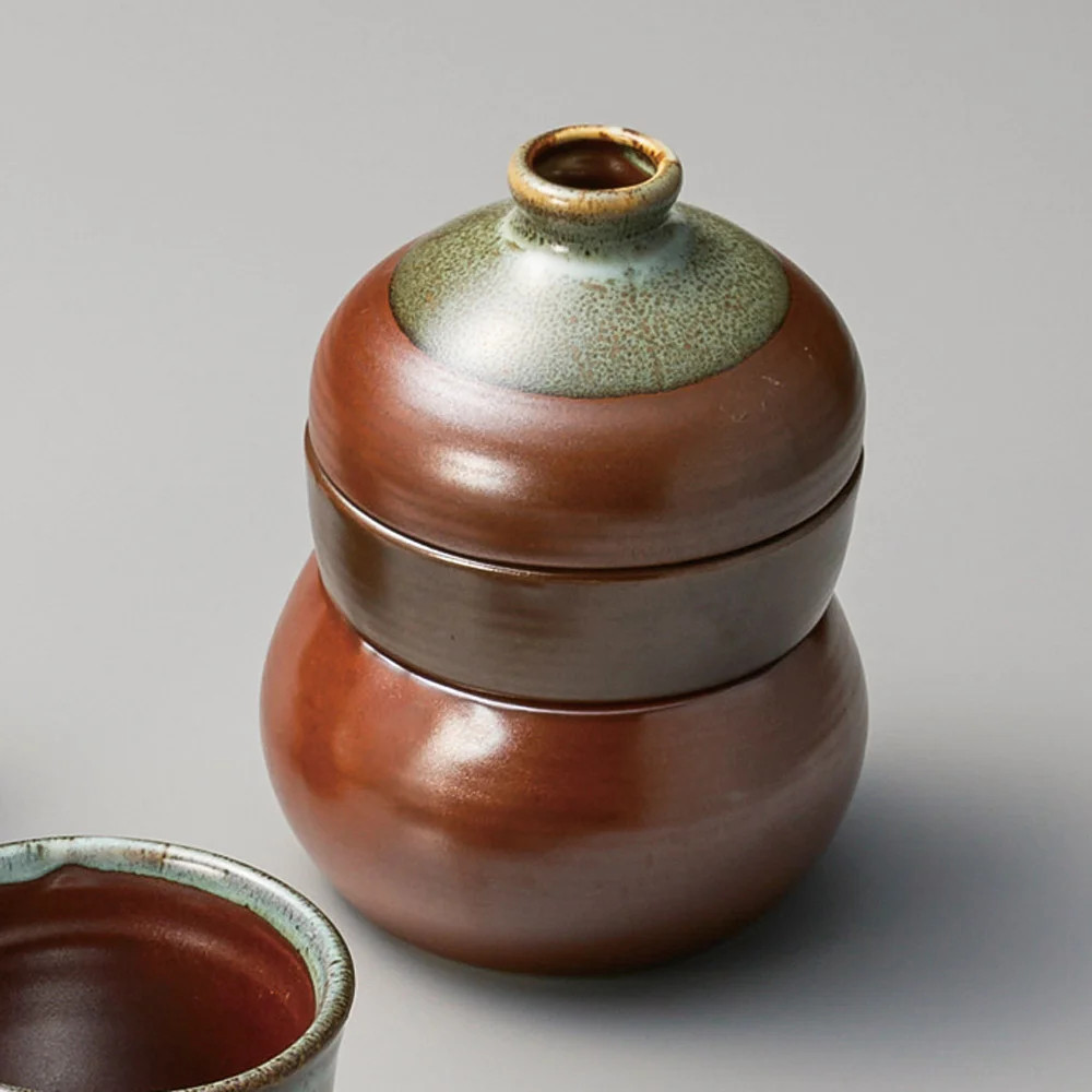 柿釉うのふ流し 三段徳利蒸し