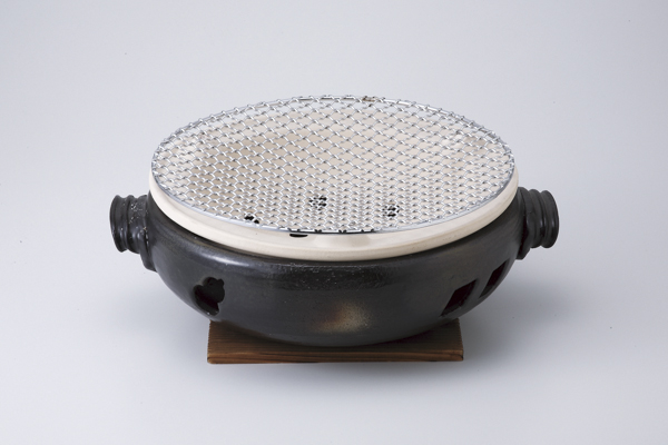 灰釉9号 手付水コンロ(木台網付)