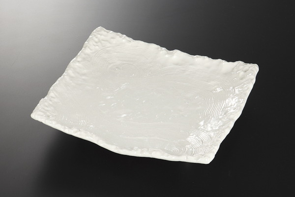 白釉四ツ足 正角皿