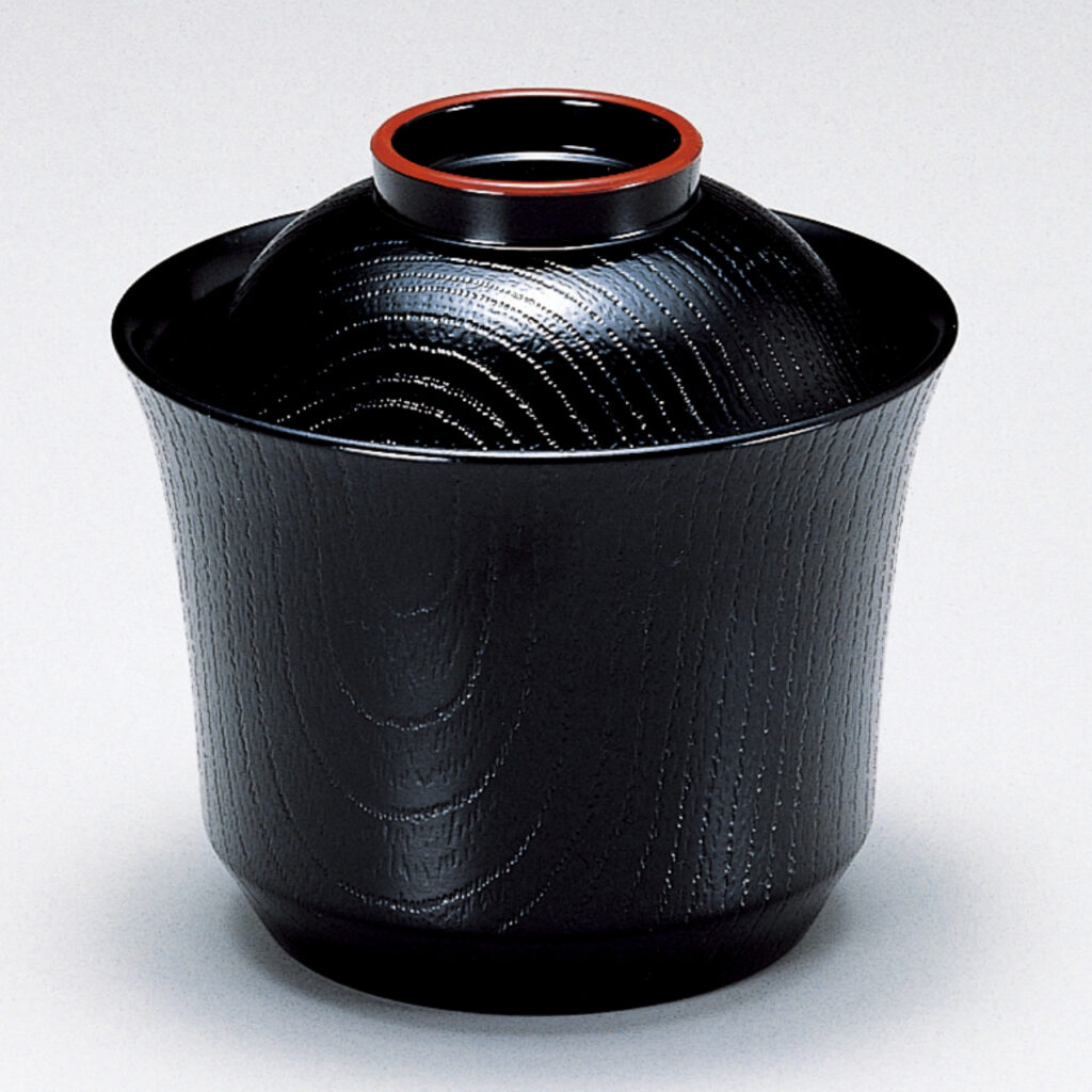 3寸富士型小吸物椀 黒天朱内黒