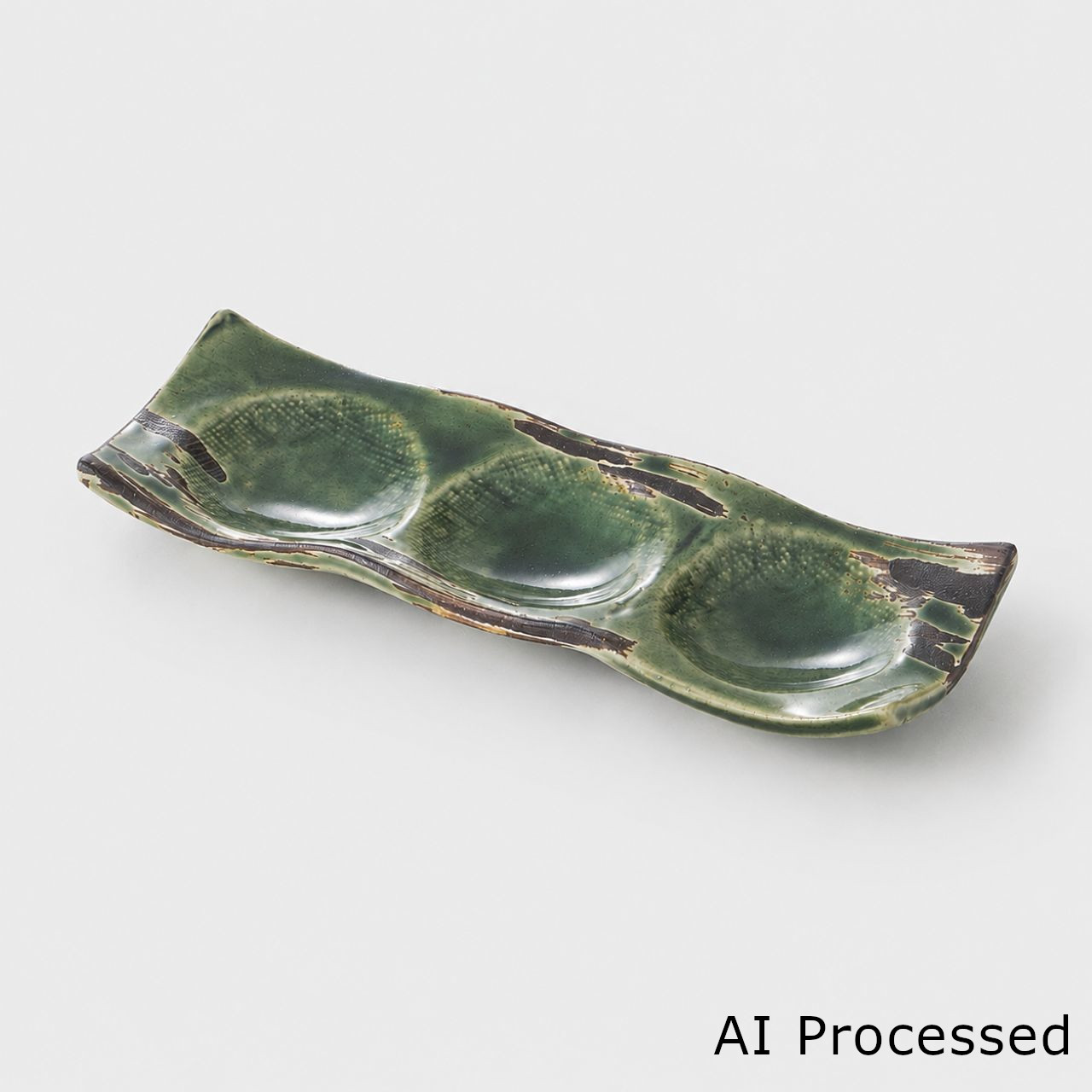 錆刷毛織部 三連皿