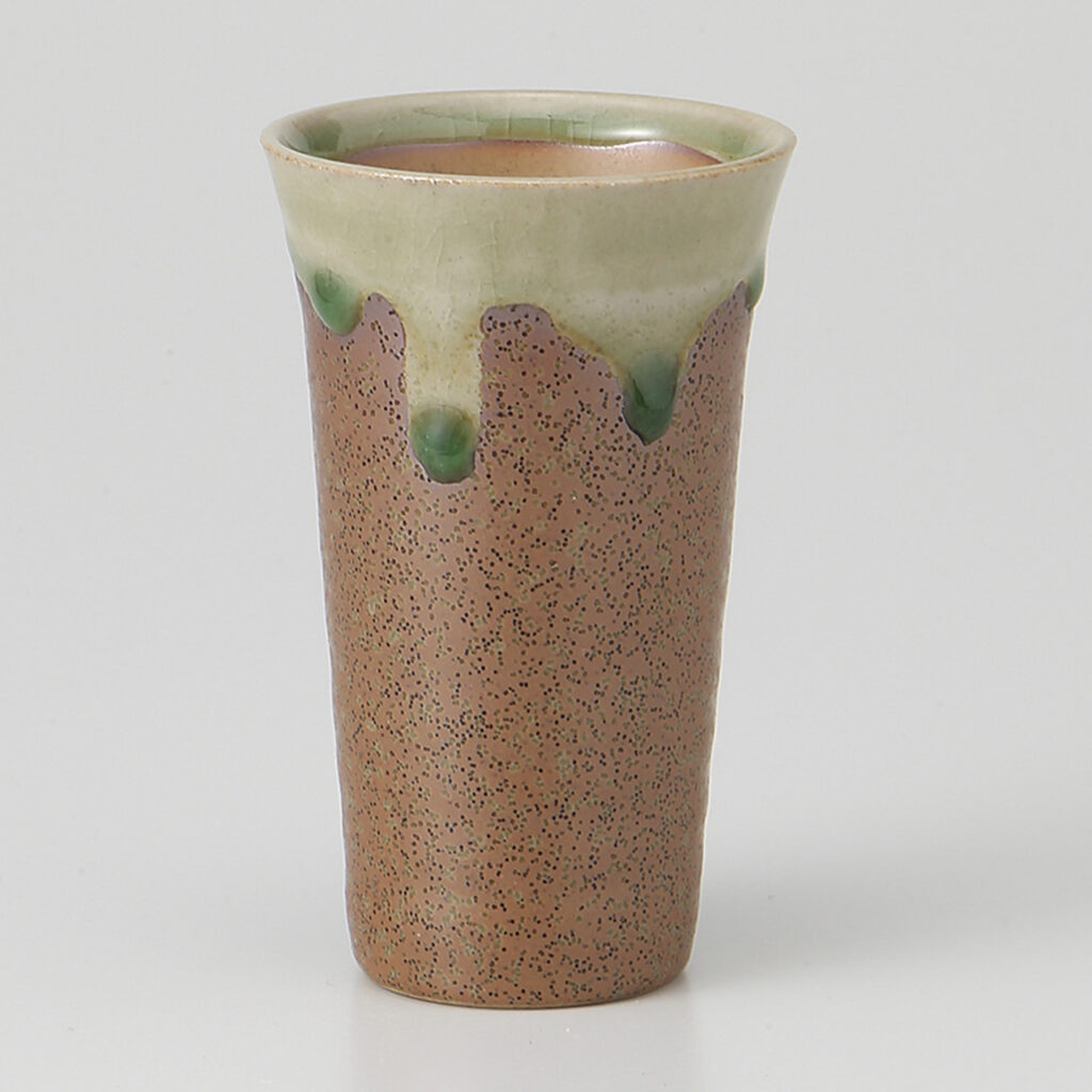 土物茶灰釉流し 一口ビール