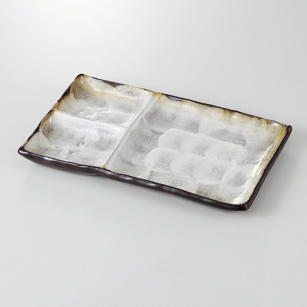 備前志野 8．0三品盛皿