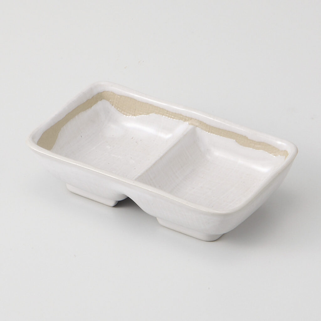 粉引ライン 二品薬味皿