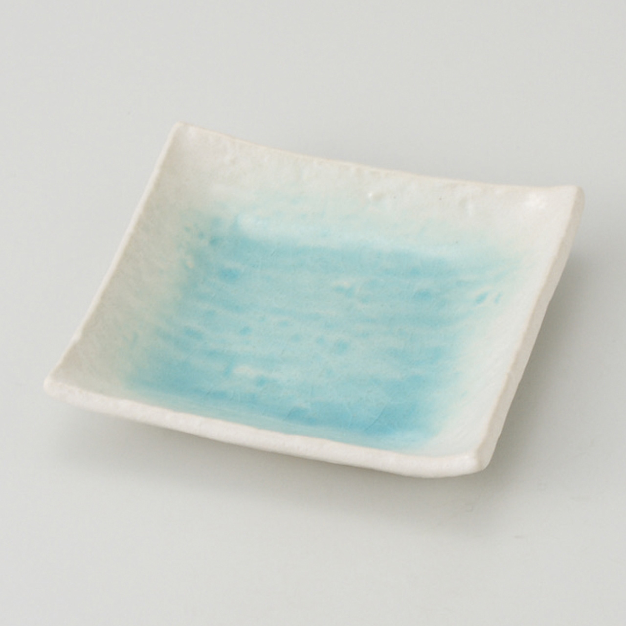 白流水スカイブルー 正角小皿