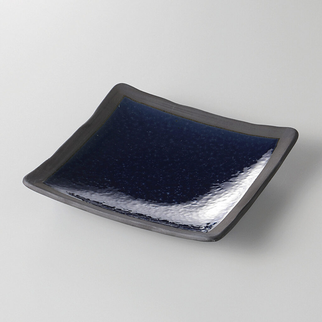 紺結晶 正角銘々皿