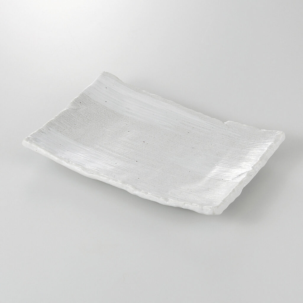 凛グレー白ハケ 焼物皿